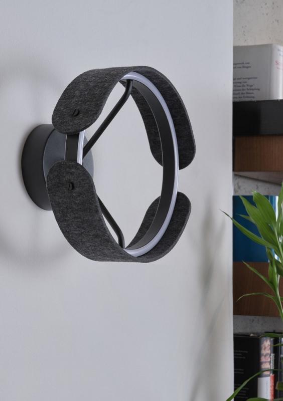 Osram Wandleuchte Decor Curve Felt in Dunkelgrau mit warmweißem Licht - Auffällige Leuchte aus Filz mit neigbarem Schirm