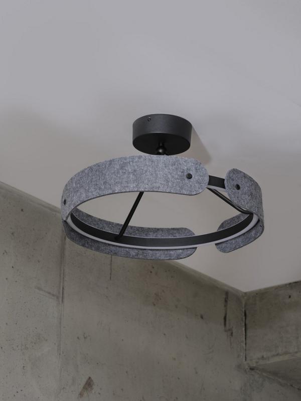 Osram Deckenleuchte Decor Curve Felt in Dunkelgrau mit warmweißem Licht Ø 43 cm - Auffällige Leuchte aus Filz