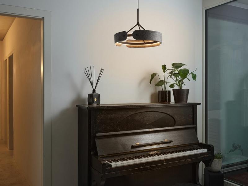 Osram Pendelleuchte Decor Curve Felt in Dunkelgrau mit warmweißem Licht Ø 43 cm - Auffällige Leuchte aus Filz