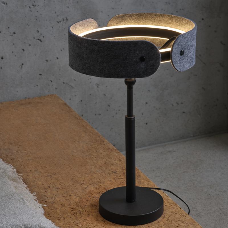 Osram Tischleuchte Decor Curve Felt in Dunkelgrau mit warmweißem Licht Ø 27 cm - Auffällige Leuchte aus Filz
