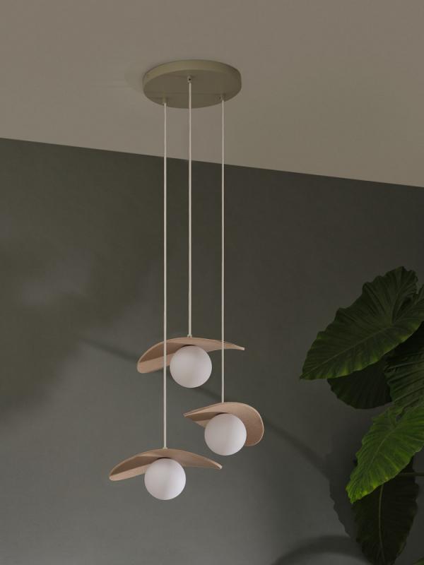 Osram Pendelleuchte Decor Pearl in Beige mit G9 Fassungen - Auffällige Leuchte aus Filz / Stahl / Glaskugel