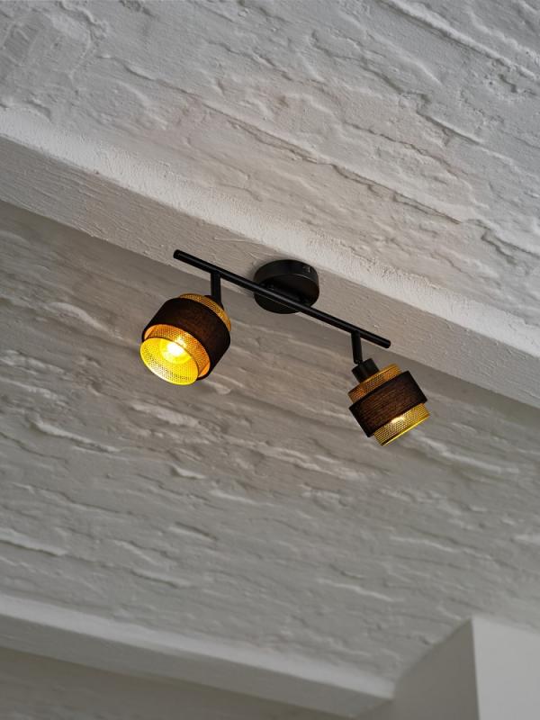 Osram 2-er Decor Hornet schwenkbarer Decken-/Wandspot in Schwarz / Gold mit E14 Leuchtmittel für warmweißes Licht