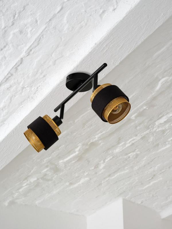 Osram 2-er Decor Hornet schwenkbarer Decken-/Wandspot in Schwarz / Gold mit E14 Leuchtmittel für warmweißes Licht