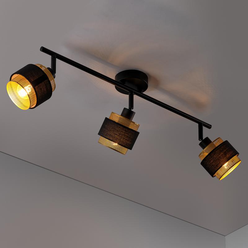 Osram 3-er Decor Hornet Decken-/Wandspot in Schwarz / Gold mit E14 Leuchtmittel für warmweißes Licht - schwenkbar durch Kugelgelenk