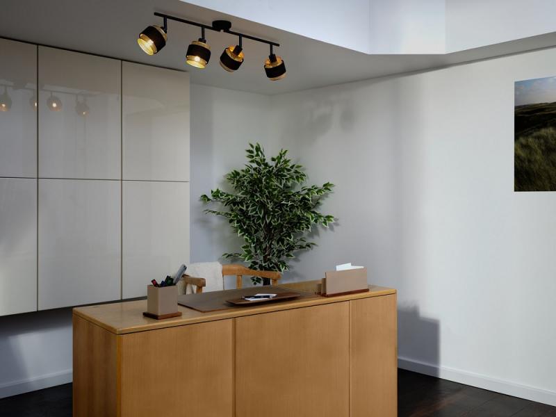 Osram 4-er Decor Hornet Deckenstrahler in Schwarz / Gold mit E14 Leuchtmittel für warmweißes Licht - 2 Arme und einzelne Köpfe schwenkbar