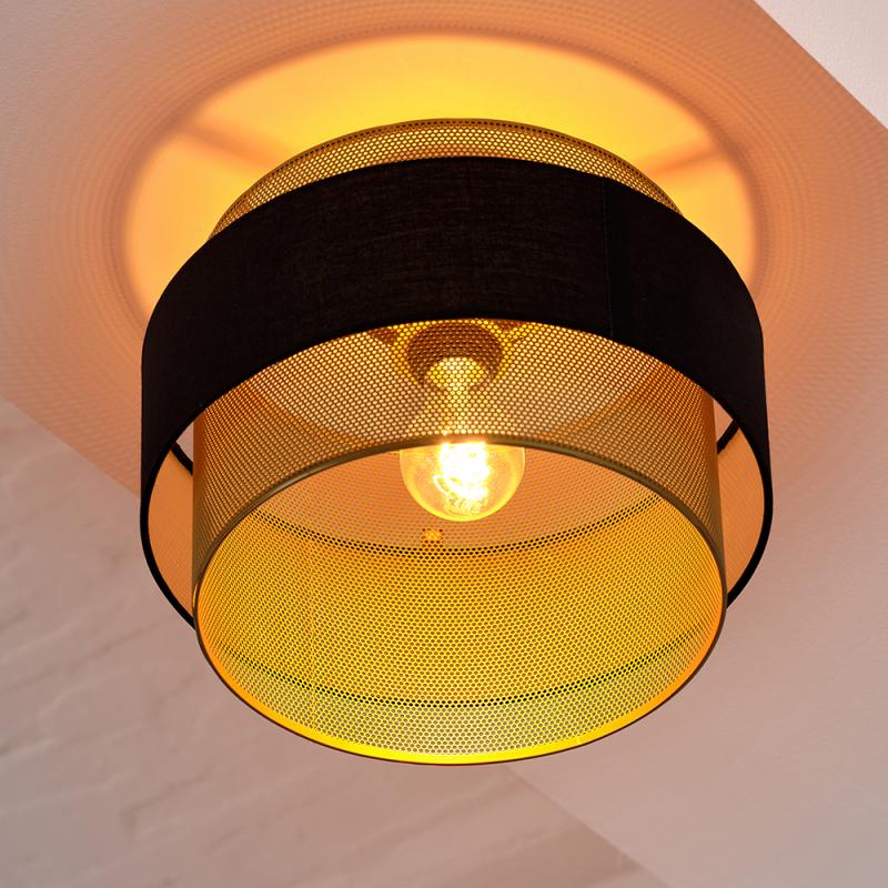 Osram Deckenleuchte Decor Hornet in Schwarz / Gold mit E27 Fassung Ø 30 cm - gelungene Symbiose aus Stahl und Polyester-Baumwolle