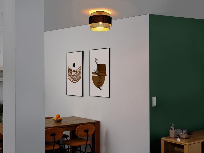 Osram Deckenleuchte Decor Hornet in Schwarz / Gold mit E27 Fassung Ø 30 cm - gelungene Symbiose aus Stahl und Polyester-Baumwolle