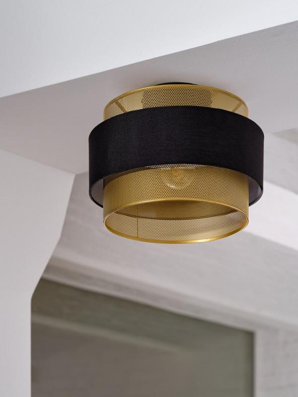 Osram Deckenleuchte Decor Hornet in Schwarz / Gold mit E27 Fassung Ø 30 cm - gelungene Symbiose aus Stahl und Polyester-Baumwolle