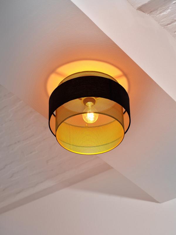 Osram Deckenleuchte Decor Hornet in Schwarz / Gold mit E27 Fassung Ø 30 cm - gelungene Symbiose aus Stahl und Polyester-Baumwolle