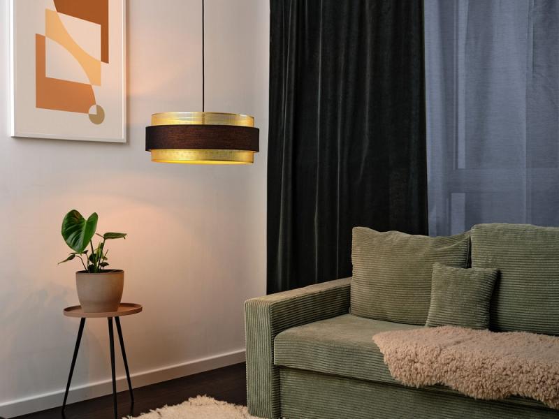 Osram Decor Hornet Pendelleuchte in Schwarz / Gold mit 3 E27 Fassungen Ø 50 cm - gelungene Symbiose aus Stahl und Polyester-Baumwolle