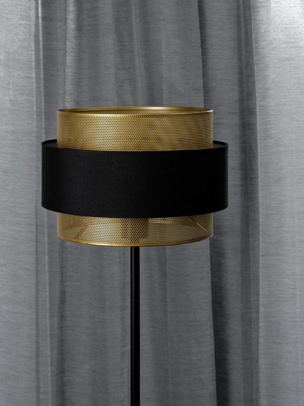 Osram Stehleuchte Decor Hornet in Schwarz / Gold mit E27 Fassung Ø 30 cm - gelungene Symbiose aus Stahl und Polyester-Baumwolle