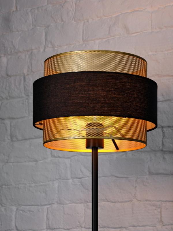 Osram Stehleuchte Decor Hornet in Schwarz / Gold mit E27 Fassung Ø 30 cm - gelungene Symbiose aus Stahl und Polyester-Baumwolle