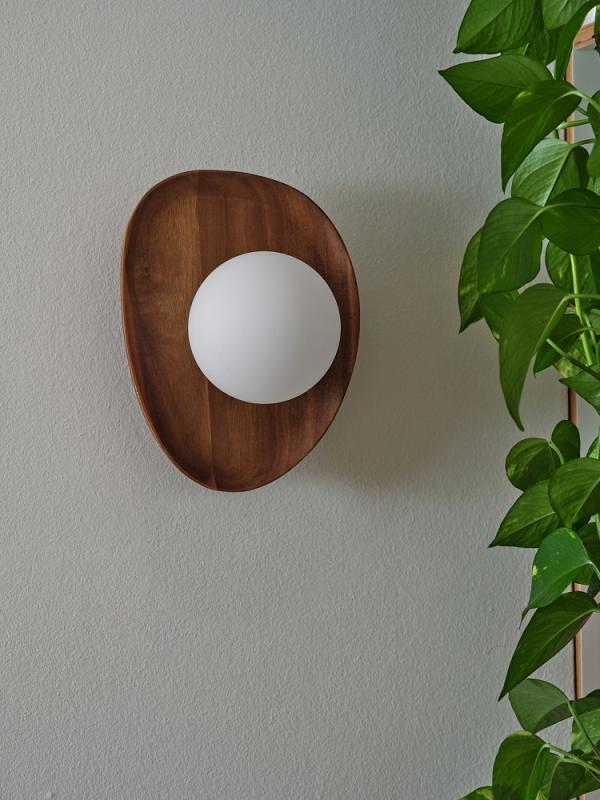 OSRAM Wandleuchte Decor Acacia Nest aus Holz mit G9 Fassung braun - mit matter Glaskugel