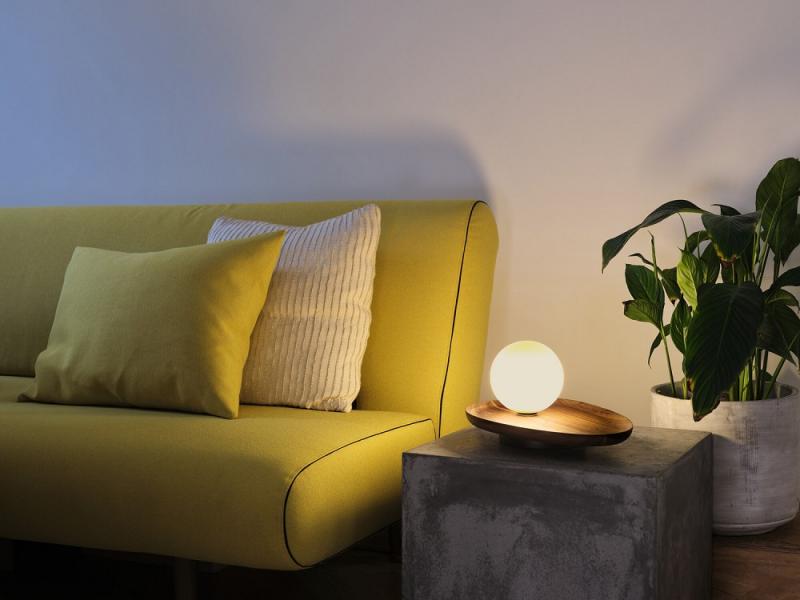 OSRAM Tischleuchte Decor Acacia Nest aus Holz mit G9 Fassung braun - mit matter Glaskugel