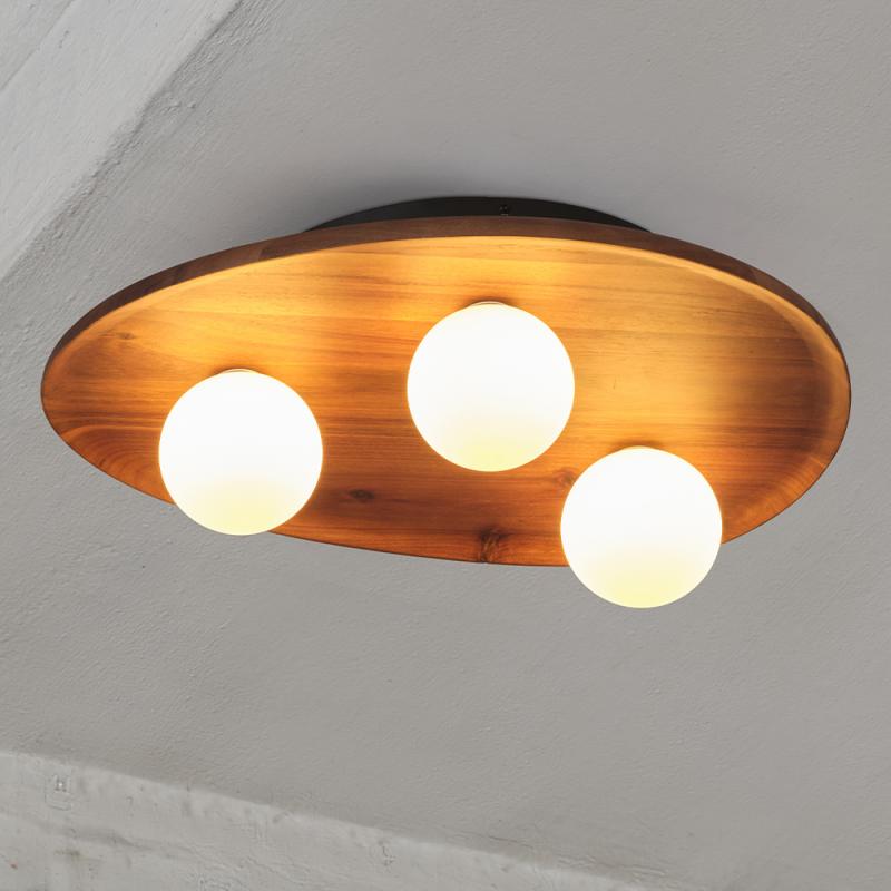 OSRAM Deckenleuchte Decor Acacia Nest aus Holz mit G9 Fassungen braun - mit matter Glaskugel