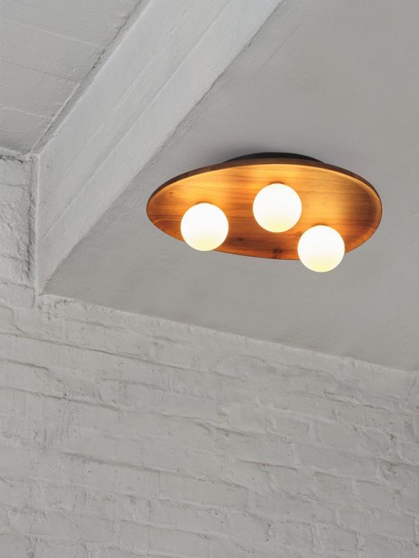 OSRAM Deckenleuchte Decor Acacia Nest aus Holz mit G9 Fassungen braun - mit matter Glaskugel