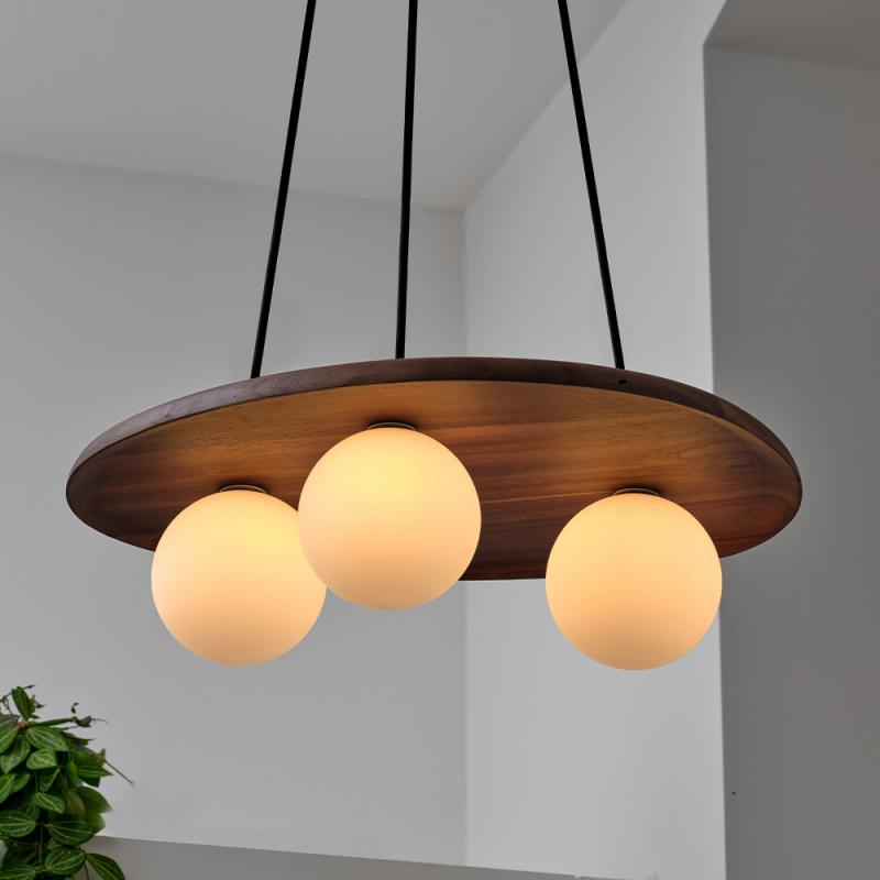 OSRAM Pendelleuchte Decor Acacia Nest aus Holz mit G9 Fassungen braun - mit matten Glaskugeln