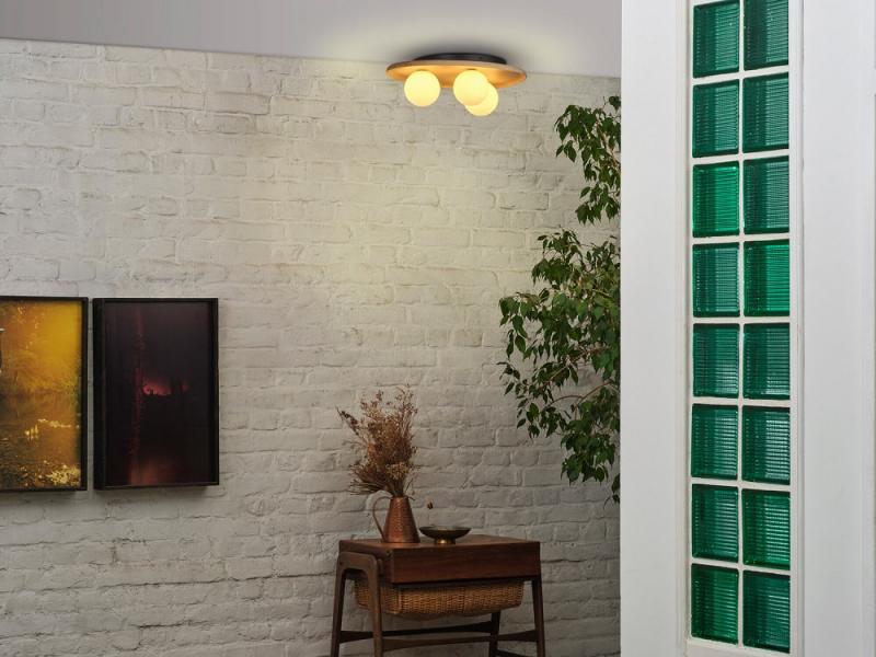 OSRAM Deckenleuchte Decor Wood Nest aus Kautschukholz mit G9 Fassung hellbaraun - mit matter Glaskugel