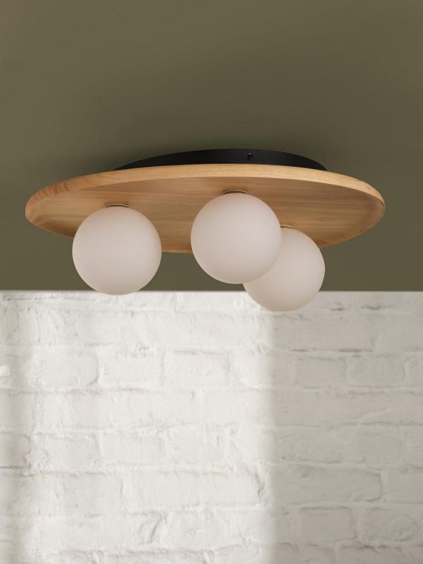 OSRAM Deckenleuchte Decor Wood Nest aus Kautschukholz mit G9 Fassung hellbaraun - mit matter Glaskugel