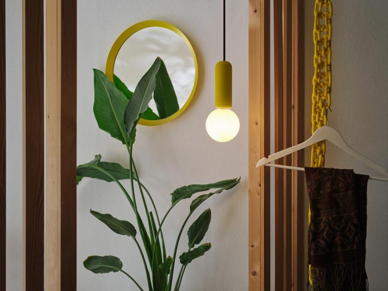 Osram Pendelleuchte Decor Conrete Mic mit G9 Fassung aus Beton mit Glaskugel in Gelb