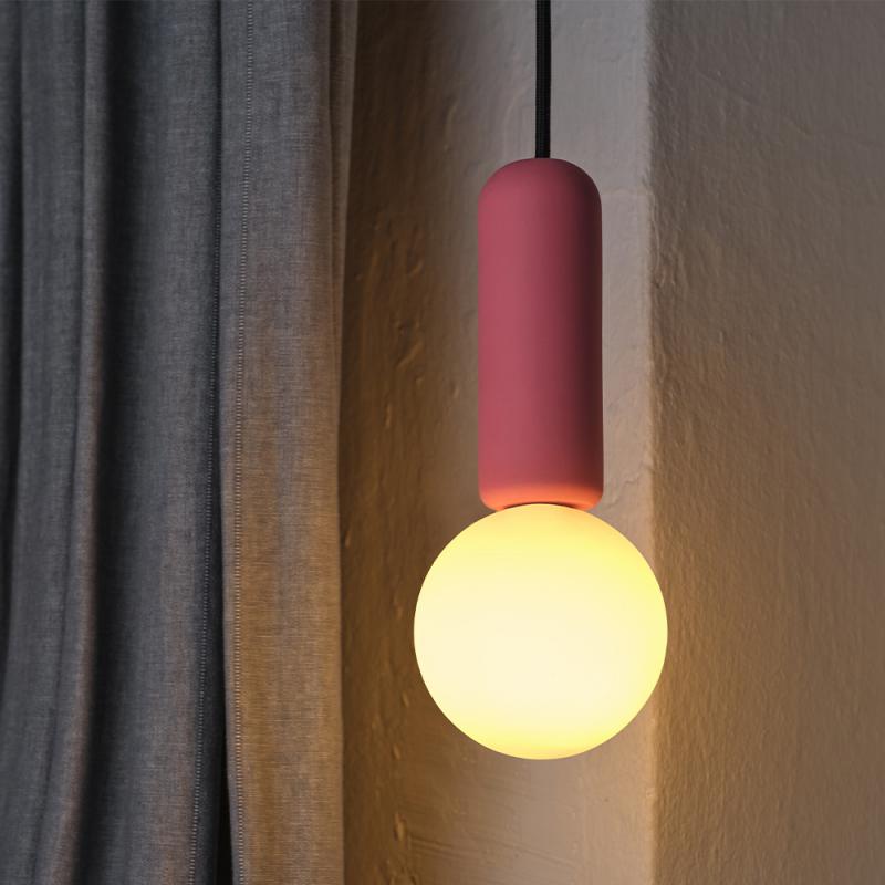 Osram Pendelleuchte Decor Conrete Mic mit G9 Fassung aus Beton mit Glaskugel in Pink