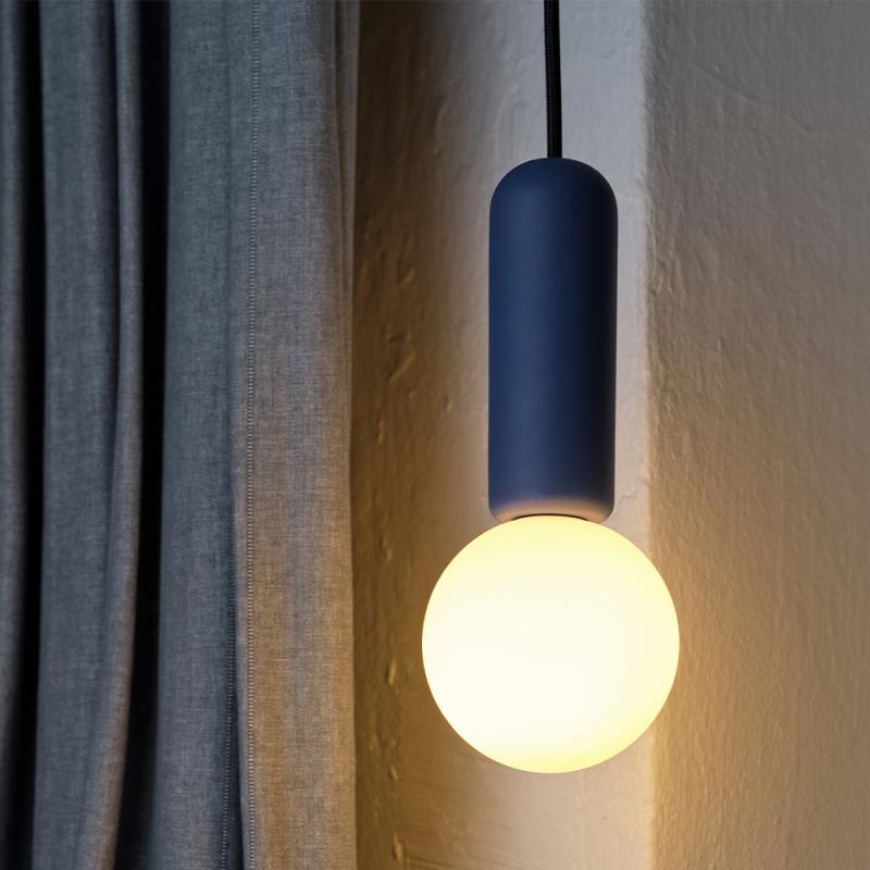 Osram Pendelleuchte Decor Conrete Mic mit G9 Fassung aus Beton mit Glaskugel in Blau