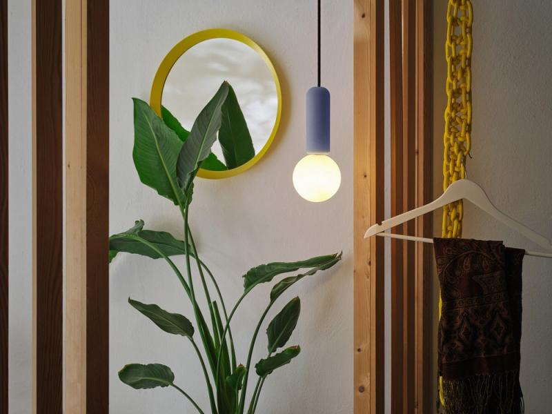 Osram Pendelleuchte Decor Conrete Mic mit G9 Fassung aus Beton mit Glaskugel in Blau