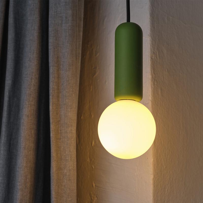 Osram Pendelleuchte Decor Conrete Mic mit G9 Fassung aus Beton mit Glaskugel in Grün