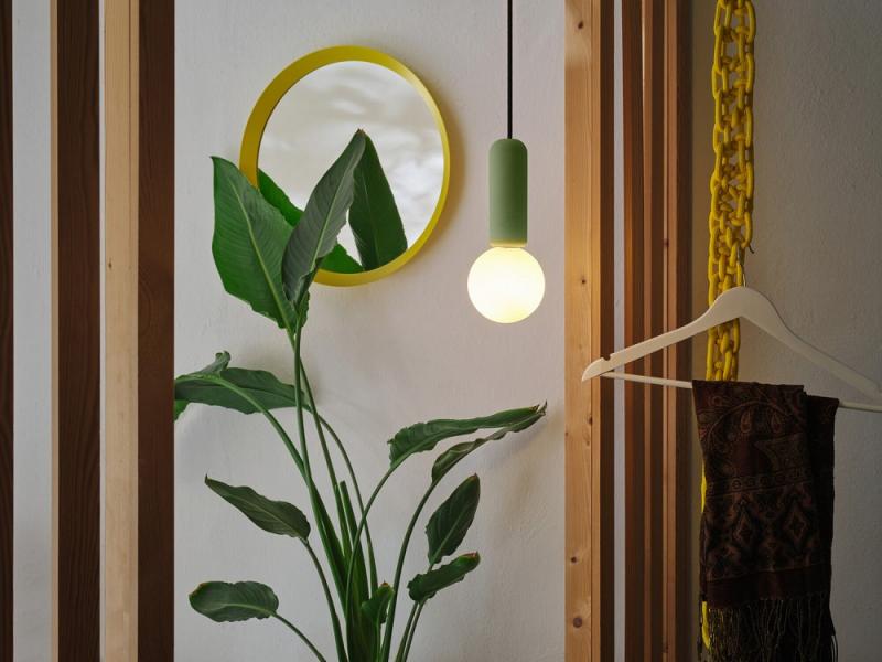 Osram Pendelleuchte Decor Conrete Mic mit G9 Fassung aus Beton mit Glaskugel in Grün