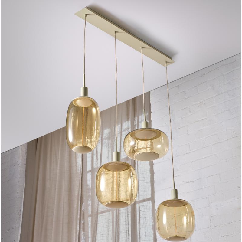 OSRAM Decor Pendant Needle Linear Beige aus Stahl - Pendelleuchte mit 4 x E27 Fassung ohne Leuchtmittel