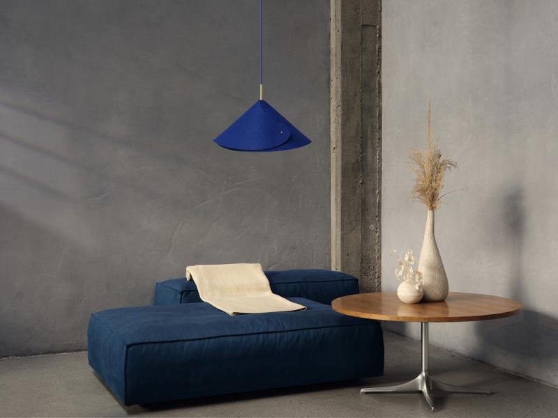 OSRAM Pendelleuchte Decor Flip in Blau Ø 50 cm - Auffällige Leuchte aus Filz mit E27 Fassung