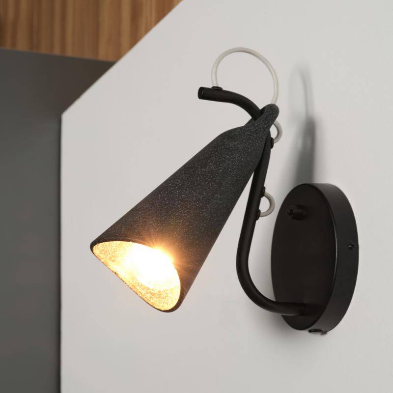OSRAM Wandleuchte Decor Bell Wall in Schwarz mit E27 Fassung - Leuchtenschirm aus recyceltem Material