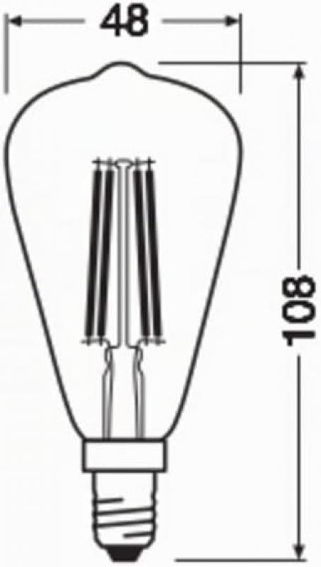 Osram E14 LED Vintage 1906 Edison Filament Lampe dimmbar 4,8W wie 32W 2200K extra warmweiß Bernsteinfarbe