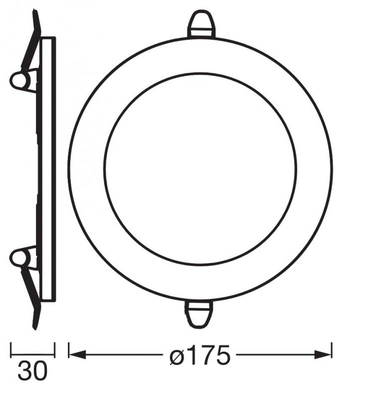 Osram LED Downlight Side-Mainlight 175mm 18W 3000K Weiß Einbauleuchte IP20 - Einbaudurchmesser 85…145 mm, Einbautiefe 30 mm