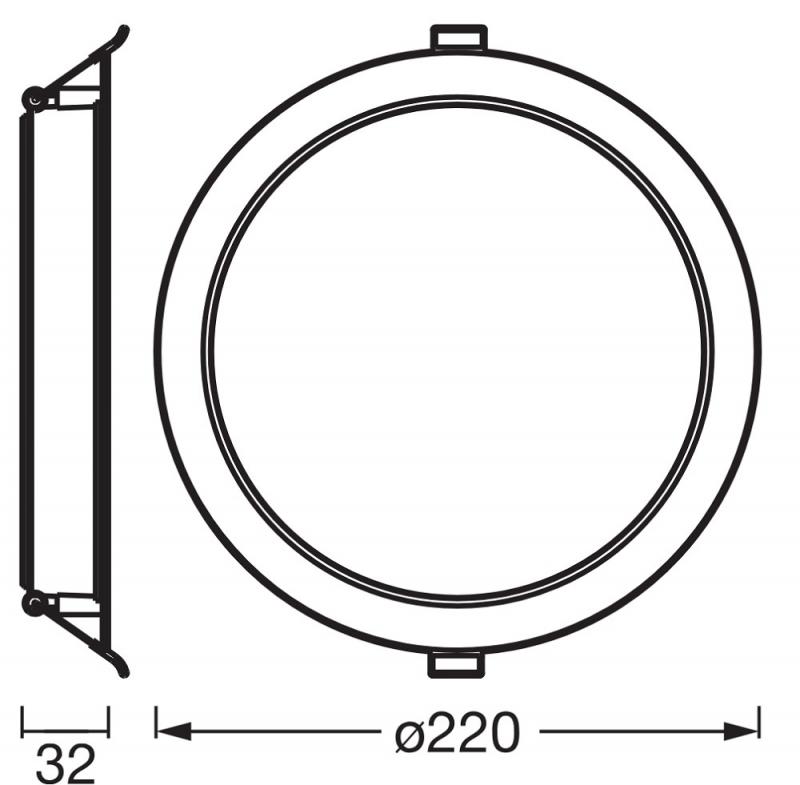 6er Set OSRAM Essential Downlight 220mm 18W 3000K Weiß Einbaulampen IP20 - Einbaudurchmesser 200 mm, Einbautiefe 30 mm