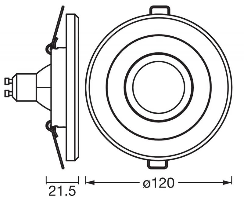 OSRAM Wood Spot GU10 Bright 4,5W Satin Nickel Einbaustrahler IP20 - Einbaudurchmesser 68mm, Einbautiefe 115mm