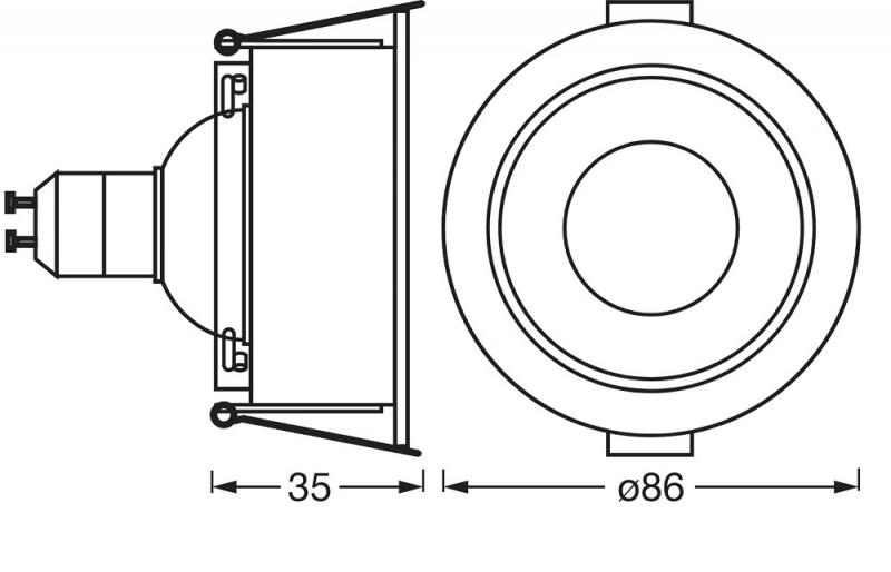 3er Set OSRAM Spot Recess GU10 Press 4,5W 827 Einbaustrahler schwarz IP20 - Einbaudurchmesser 75mm, Einbautiefe 115mm