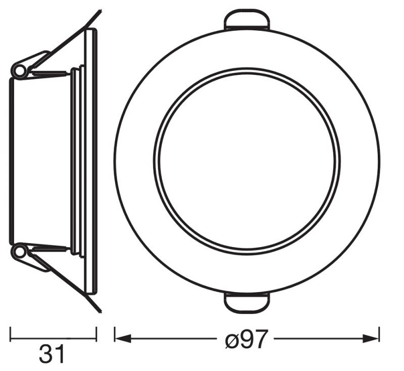 3er Set OSRAM LED Downlight Set IP44 Dim Slim 4,5W 3000K 120° Weiß Einbauspot - Einbaudurchmesser 75mm, Einbautiefe 35mm
