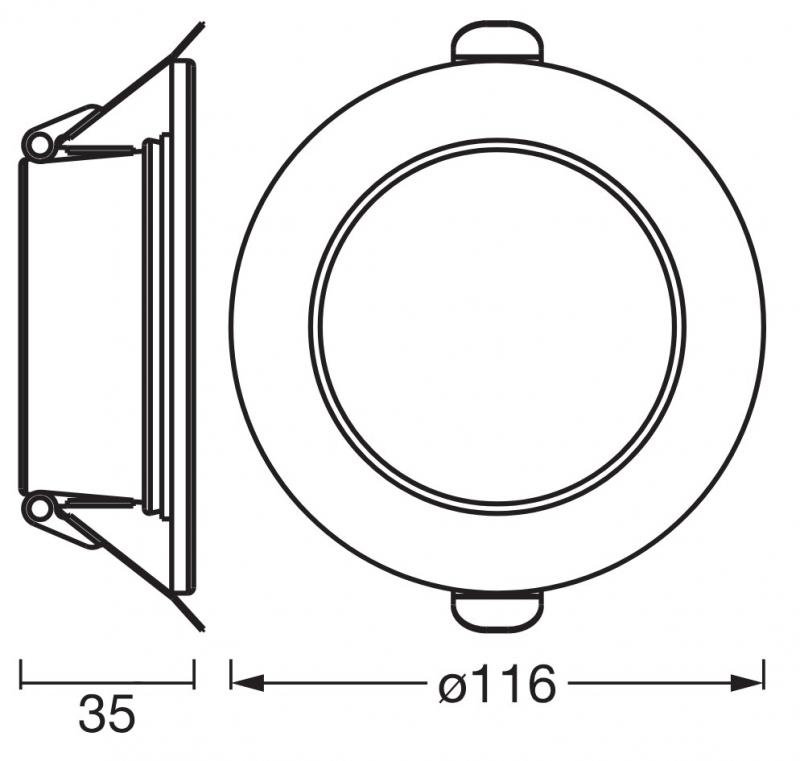 3er Set OSRAM LED Downlight IP44 Dim Slim 8W 3000K 120° Weiß Einbauspot - Einbaudurchmesser 95mm, Einbautiefe 35mm