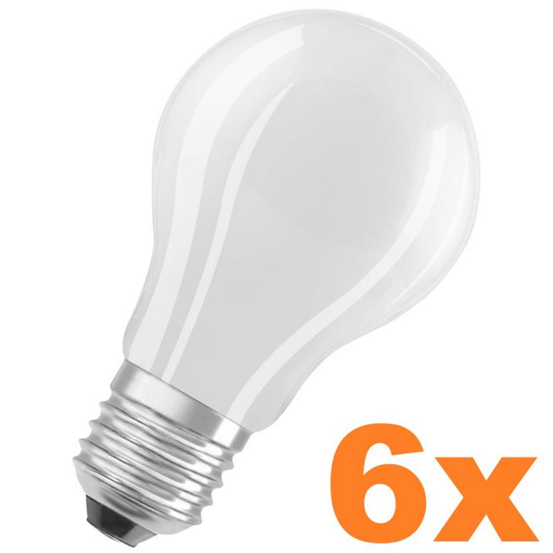 6er Sparset  Ledvance E27 Besonders effiziente & leistungsstarke LED Lampe Classic matt 7,2W wie 100W 3000K warmweißes Licht für die Wohnung