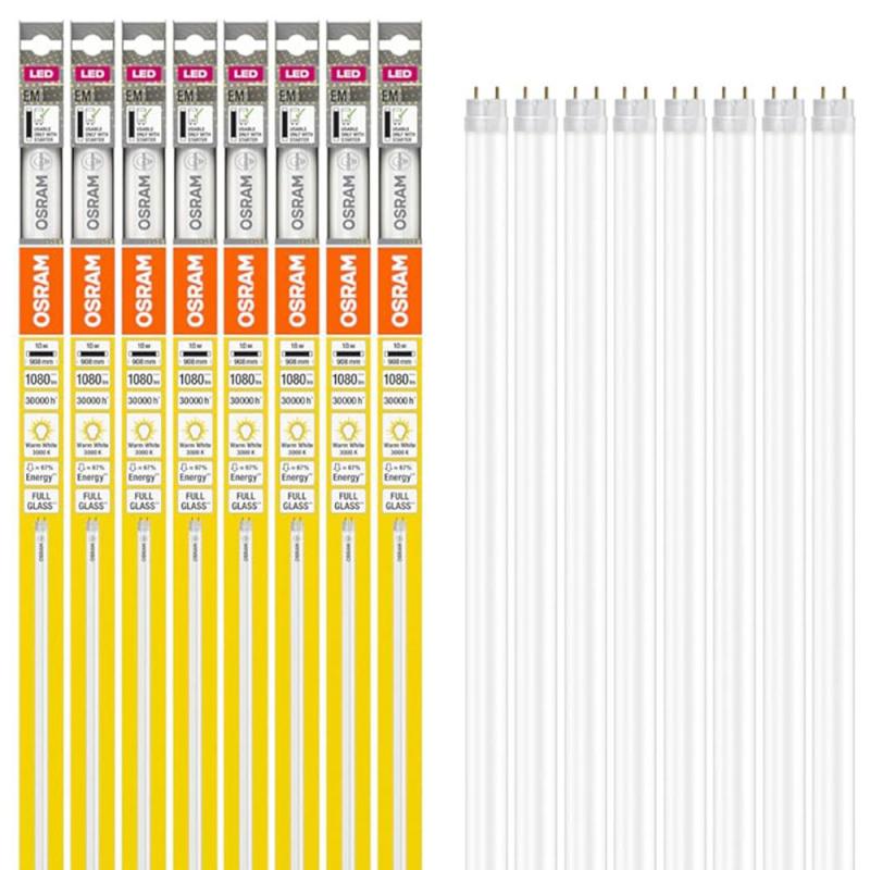 8-Pack 90cm Osram G13 T8 LED Röhren EM 10W wie 30W 3000K warmweiß KVG GLAS