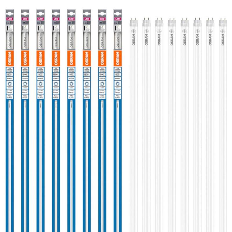 8 x 120cm Osram LED T8 G13 Röhre 15W wie 36W 865 tageslichtweiß EM Glas für KVG/VVG