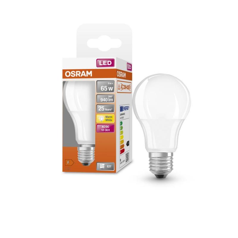Osram E27 LED Star Classic Lampe Matt warmweißes Licht 9W wie 65W - LOW VOLTAGE 12...36 V - Für die Nutzung außerhalb des Stromnetzes, EEK: F (