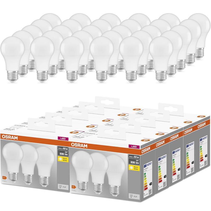 30er-Pack Osram E27 LED Leuchtmittel matt 8,5W wie 60W Warmweißes Licht
