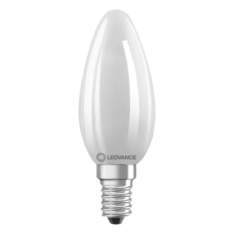 Ledvance E14 LED Kerzen Lampe matt Energy Efficiency Class A 1,2W wie 25W 4000K neutralweißes Licht - besonders effizient/sparsam