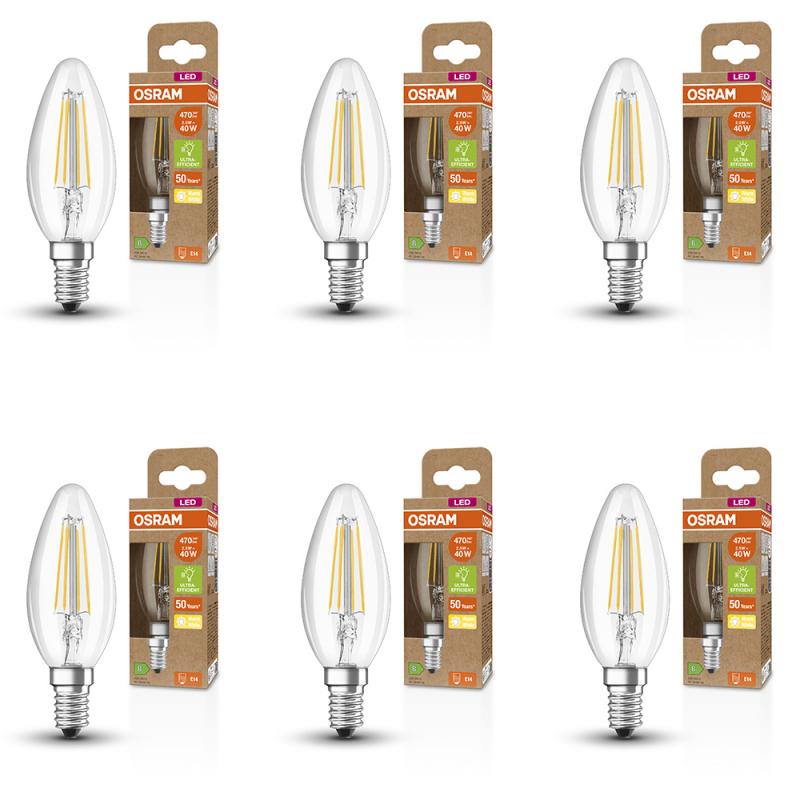 6er Set Osram E14 LED Kerzenlampe CLASSIC besonders effizient 2,5W wie 40W 2700 K warmweißes Licht