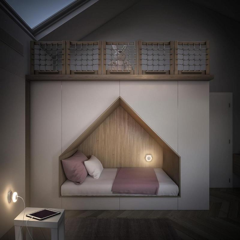 OSRAM Steckdosen Nachtlicht Hexagon 3000K Weiß mit USB-A & USB-C Anschluss - Integrierter Tag-/Nacht-Sensor