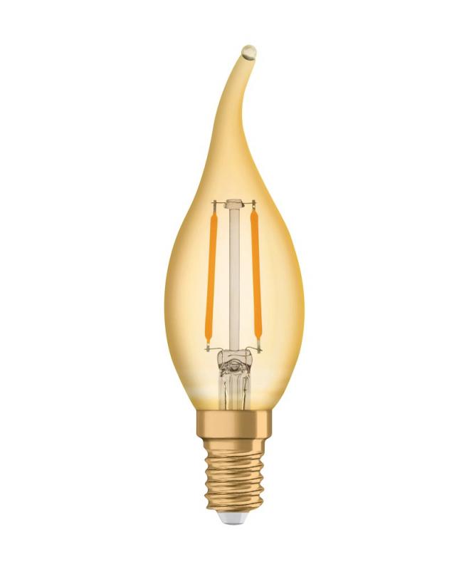 OSRAM LED E14 VINTAGE Windstoßlicht GOLD 2,5W wie 21W extra warmweißes Licht