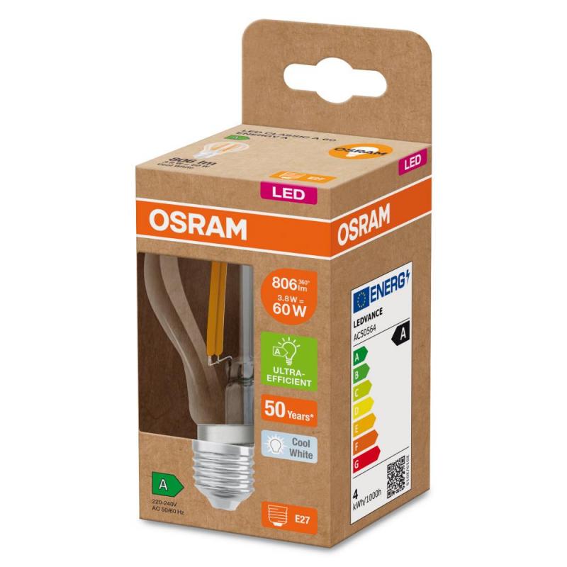 6er Pack OSRAM E27 besonders effiziente LED Lampe 3,8W wie 60W 4000K neutralweißes Licht - beste Energie Effizienz Klasse