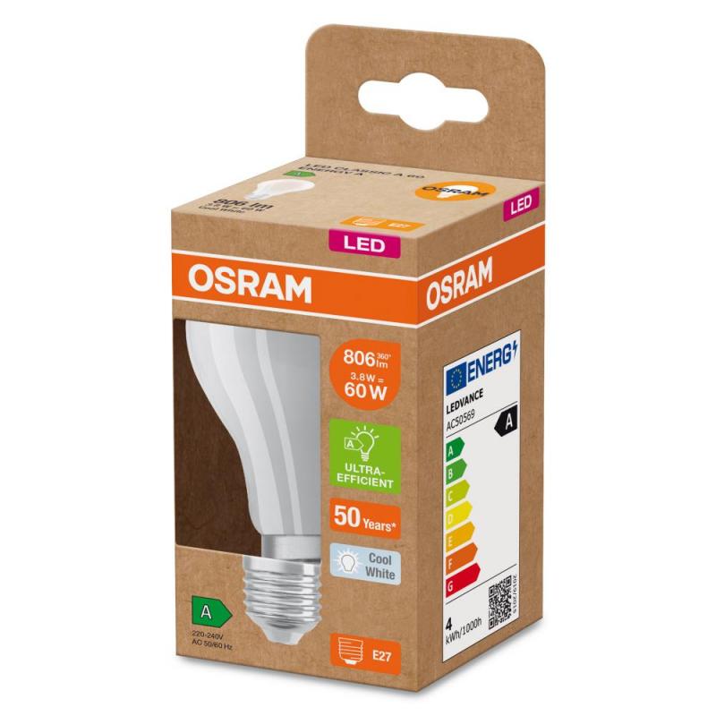 6er Set OSRAM E27 besonders effiziente LED Lampe 3,8W wie 60W 4000K neutralweißes Licht matt - beste Energie Effizienz Klasse